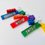레고블럭모양 아크릴 네임택 어린이집 유치원 가방 영문이름표 단체 긴 사각형