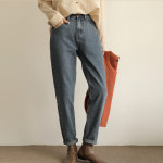 빼빼 여성용 테이퍼드 워싱 데님팬츠 28