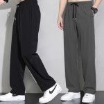 남성 슬림 일자 스타일 깔끔 무지 쿨링 긴 바지