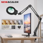 긴스윙 암 5X 10X 돋보기 램프 5 색 조정 LED 조명 용접 수리를위한 테이블 읽기 닫기 작업