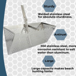 스테인레스 스틸 모래 벼룩 갈퀴 해변 특종 삽 금속 탐지기 보물 감지 사냥 도구