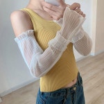 하늘 하늘 여성 스러운 주름 레이스 망사 팔토시