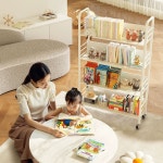 이동식 책꽂이 북트롤리 선반 북웨건 정리함 북카트3단