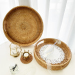 이거찜 원형 라탄 트레이 1세트 대형 소형 2사이즈 베트남 수제품