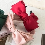 더블 빅리본 무지 단색 머리띠 헤어밴드 반다나 올림머리
