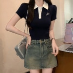모니카제이 배색 카라 골프 티셔츠 n1002