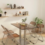 카페 유리 인테리어 테이블 4인 식탁 홈 사각 의자