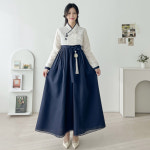 민한복 59번 베이에사 여성 계량 철릭 원피스 개량 퓨전 허리 치마 드레스 여자 생활한복 반소매 맞춤제작