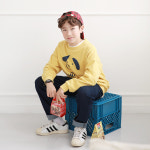 나나주니 남아용 마일드 퍼피 맨투맨 세미 배기 청바지 세트 15호 머스타드 상의 진청 하의