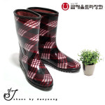 SJshoes 국내산 겨울용 여성 털 금해체크 방한여장화 245 체크R