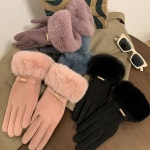 스마트폰터치 벨벳 퍼 장갑 여성 겨울 털장갑