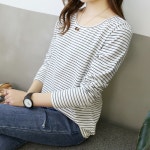 베베디 동자언니 여성용 인버티 단가라 긴팔티 L