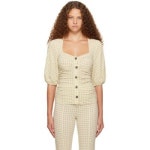 GANNI 가니 시어서커 블라우스 531 Pale Khaki