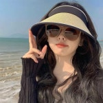 엔그로스 왕골 자외선 썬캡 돌돌이 햇빛가리개 라탄 와이드 경량 모자