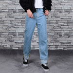 타운클로 남성용 롤업 생지 와이드 청바지 S 28 다크블루 J3602