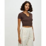 리복 4651892 Reeboks Court Basketball Crop Top - Mahogany