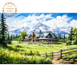 보석십자수 설산이보이는 목장 풍경 DIY 공예 큐빅 대형 패브릭 구슬 명화 공작 해바라기 연꽃 금전수
