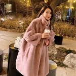 여자 청담동 며느리 룩 엄마 외출 페이크 퍼 코트