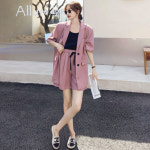 무드무드 프렌비 어깨패드 반팔 자켓 하프팬츠 set