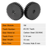 피니언 기어 SC45 탄소강 흑화 모터 기어 46T 47T 48T 49T 50T 51T 52T 53T 54 변속기 부품 T55T 1M-45T