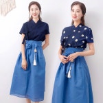 선데이한복 예인 세겹 노방 물모시 롱치마 생활한복 선택안함 L