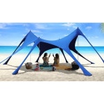 YUSING 4 Poles Beach Canopy 20 x 13ft Tent Sun Shelter 8개의 샌드백 모래 삽 그라운드 페그 해변용 해