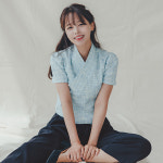 수설화 수설화 여성 여자 생활한복 개량한복 하늘 장저고리 M 55