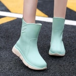 여성 레인 부츠 미들 굽 장화 장마철 신발 민트 230 여자 가벼운 슈즈 여름