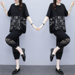 패션고리 여름 여성 편한 티셔츠 7부바지 상하세트 L H0005