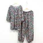 시골양품점 레이온 플라워 7부상하세트잠옷 여자잠옷상하 실내복 이지웨어 EM1080