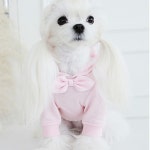 강아지 셔링 후드탑 1P 리본 러플 프릴 산책 D링