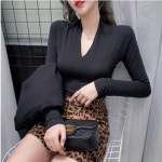 더블제이플러스 여성 긴팔 티셔츠 슬림핏 브이넥 M J0633