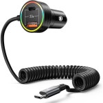 USB C 자동차 충전기 60W 초고속 PD QC 30W C타입 코일 케이블 휴대폰 15시리즈 삼성 갤럭시 폰 148 S23S21