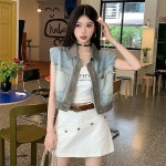 스윗트리 캐주얼 세미 크롭 반팔 데님 숏 자켓 j0745