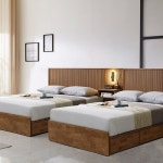 보루네오 우드 원목 부부 트윈침대 프레임 + 중앙패널 1개 SS+SS(슈퍼싱글+슈퍼싱글)