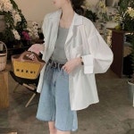 언발란스쉐입디테일 루즈핏 여름데일리 셔츠 블라우스