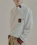 로맨틱크라운 로맨틱크라운 스트라이프 커프스 오버핏 셔츠 18RCSPTSHU001WT