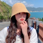 여자 바캉스 룩 여름 휴가 린넨 버킷 햇 벙거지 모자