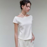 아워코모스 아워코모스 5 7일 comos 1179 boat neck ribbon blouse 124129