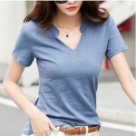 더블제이플러스 여성 반팔 티셔츠 브이넥 J0513