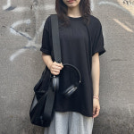 ON 여성 옆트임 롱 반팔 티셔츠 여자 여름 반팔티 루즈핏