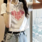 여성티셔츠 티셔츠 크롭 프린팅 하트