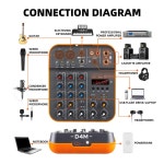 4 채널 믹서 콘솔 블루투스 USB 사운드 카드 PC 마이크 라이브