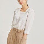 CLOVIS 클라비스 스퀘어넥 스티치 블라우스 CVBWB2403M-T