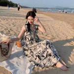 보드미 브이넥 끈나시 원피스 D154