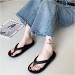 창조마켓 남여 경량 플리플랍 슬리퍼 쪼리 비치룩 블랙255-260