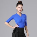 라틴 댄스복 댄스티 라인 방송댄스 모던 줌바 연습복 블루7부 P5238