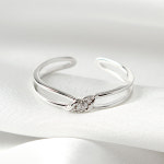 비쥬홀릭 실버925 백금도금 매듭 큐빅 오픈링 반지