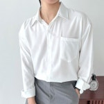 긴팔 무지 남방 남자 사계절 캐주얼 솔리드 셔츠