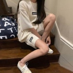 오버핏 반팔 반바지 골지 상하복 여성 라운드넥